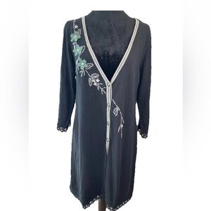 🆕Vintage Glam exclusive collection NWT M/L Black Cardigan Floral appliqué embroi